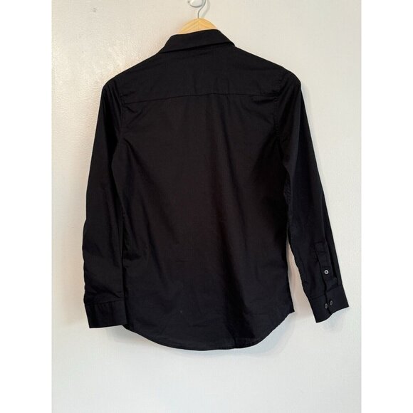 Calvin Klein Womens Slim Fit Stretch Button Up Career Top Sz 16 Black Minimalist - Picture 7 of 8